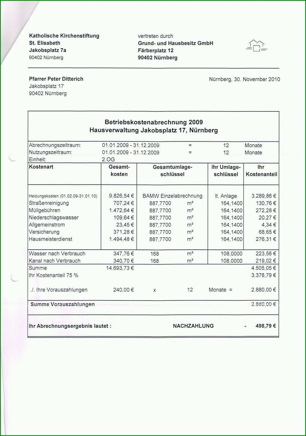 Außergewöhnlich Nebenkostenabrechnung Vorlage Word 2409x3437