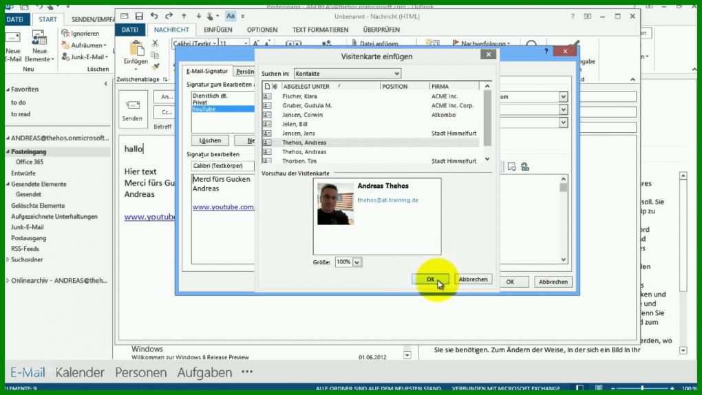 Auffällig Signatur Outlook Vorlage 1280x720