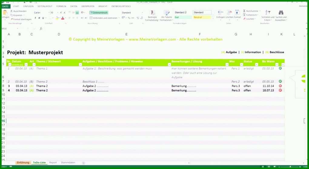 Fabelhaft Aufgabenplanung Excel Vorlage 1710x939