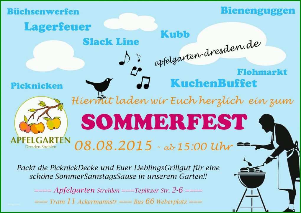 Am Beliebtesten Einladung sommerfest Vorlage 1600x1135