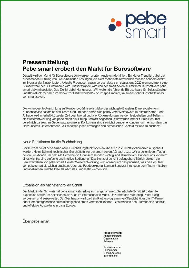 Einzahl Pressemitteilung Vorlage 2480x3508