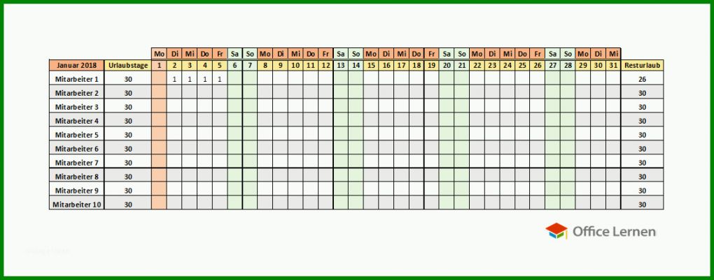 Unvergesslich Urlaubsplaner Excel 2019 Vorlage 1125x442