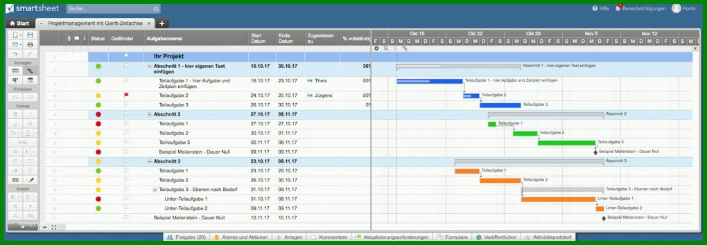 Einzahl Gantt Vorlage 1541x535