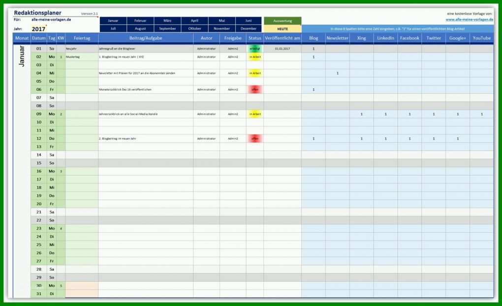 Exklusiv Redaktionsplan Vorlage 1246x760