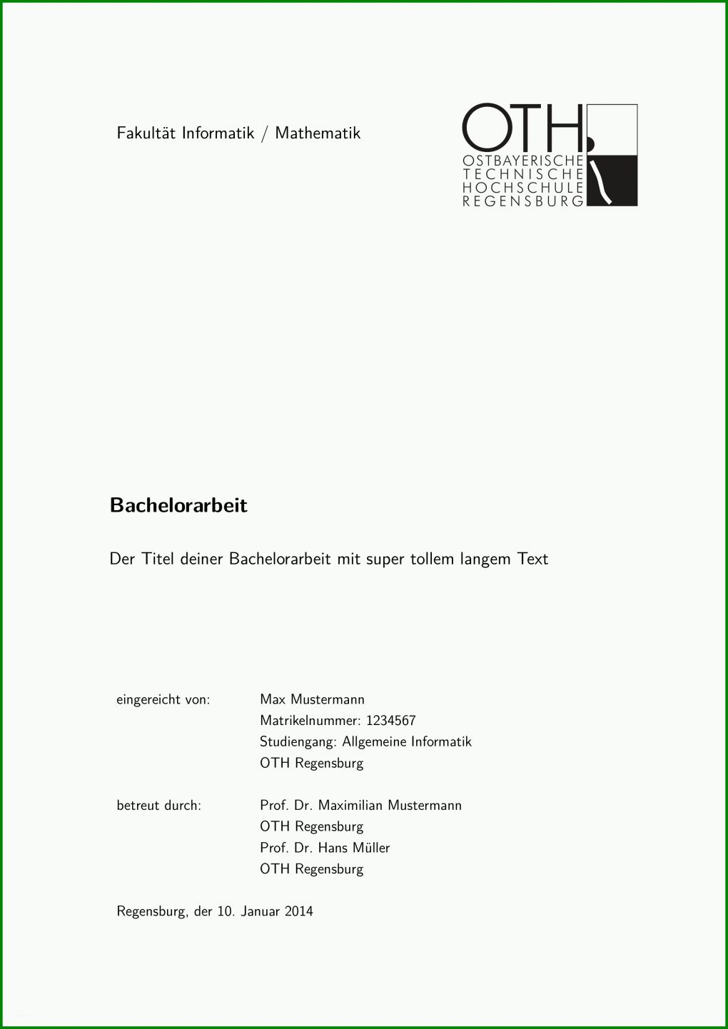 Überraschen Vorlage Bachelorarbeit 2480x3507