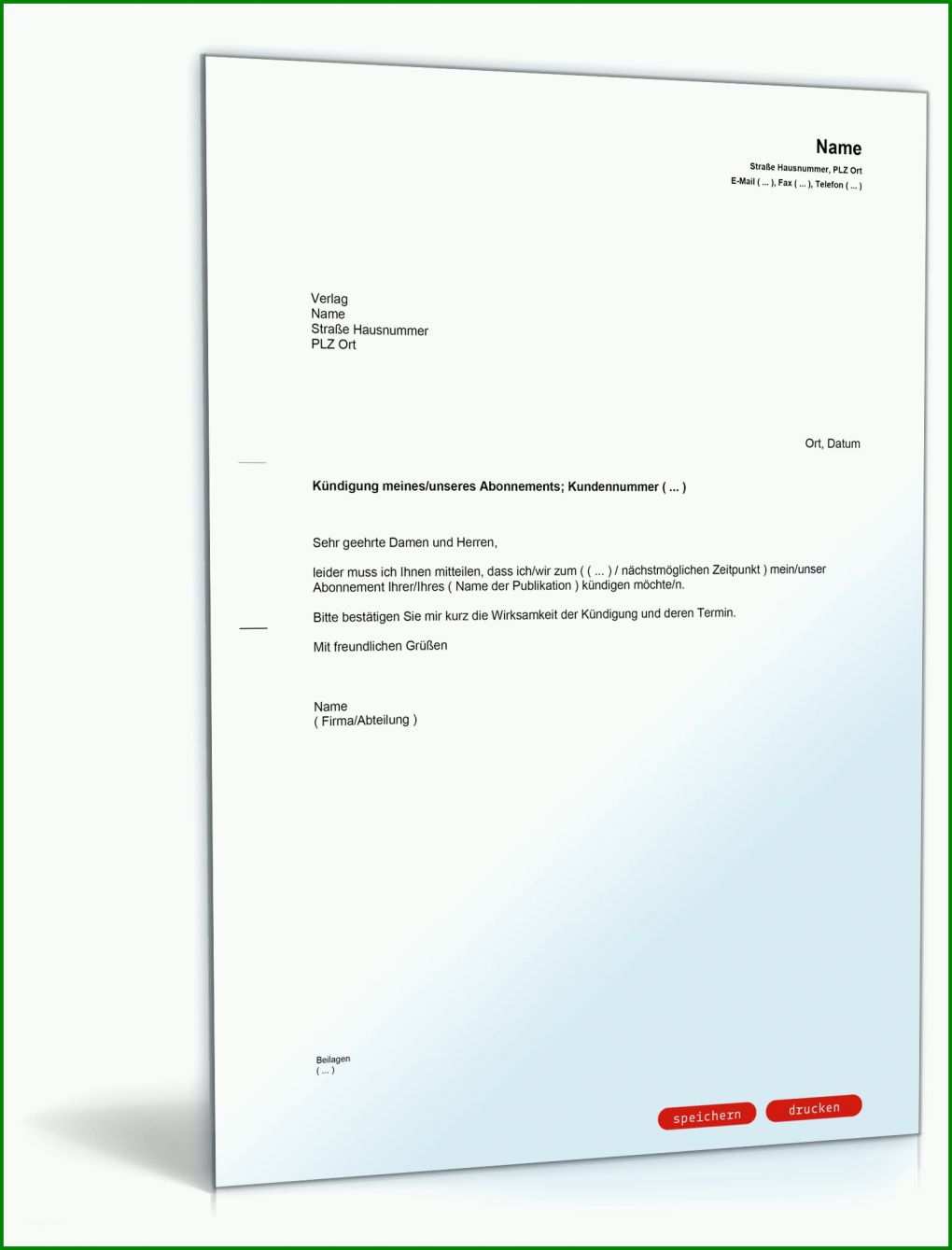 Unglaublich Abo Kündigung Vorlage Pdf 1600x2100