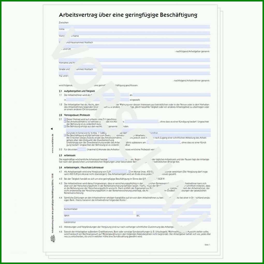 Erstaunlich Arbeitsvertrag Midijob Vorlage 1067x1067