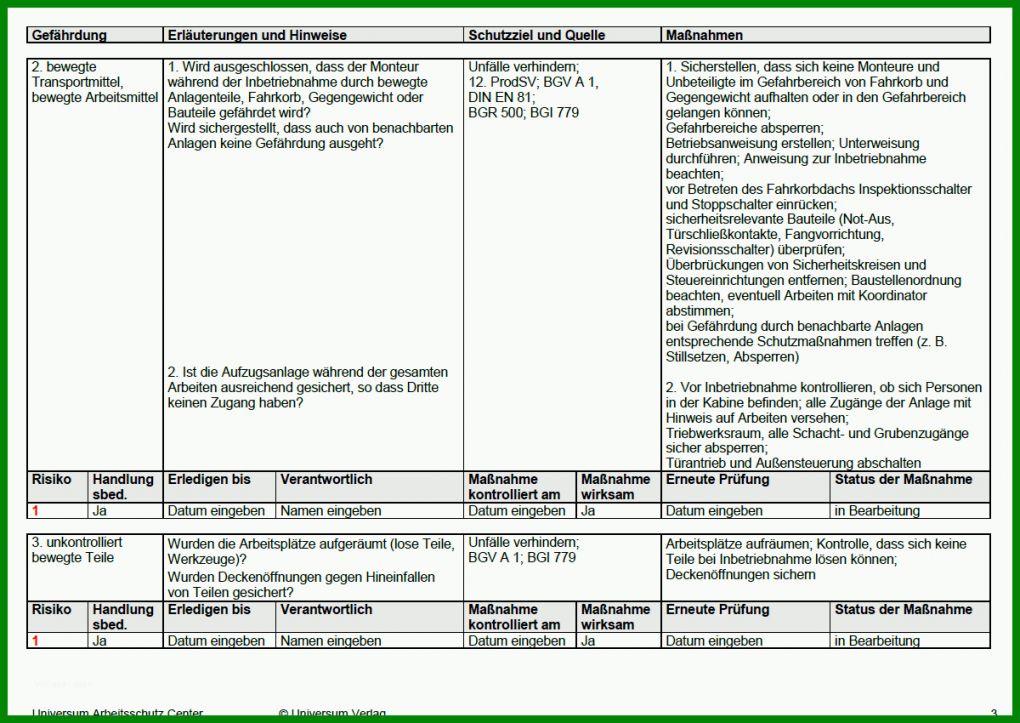 Erstaunlich Gefährdungsbeurteilung Aufzugsanlagen Vorlage 1200x850