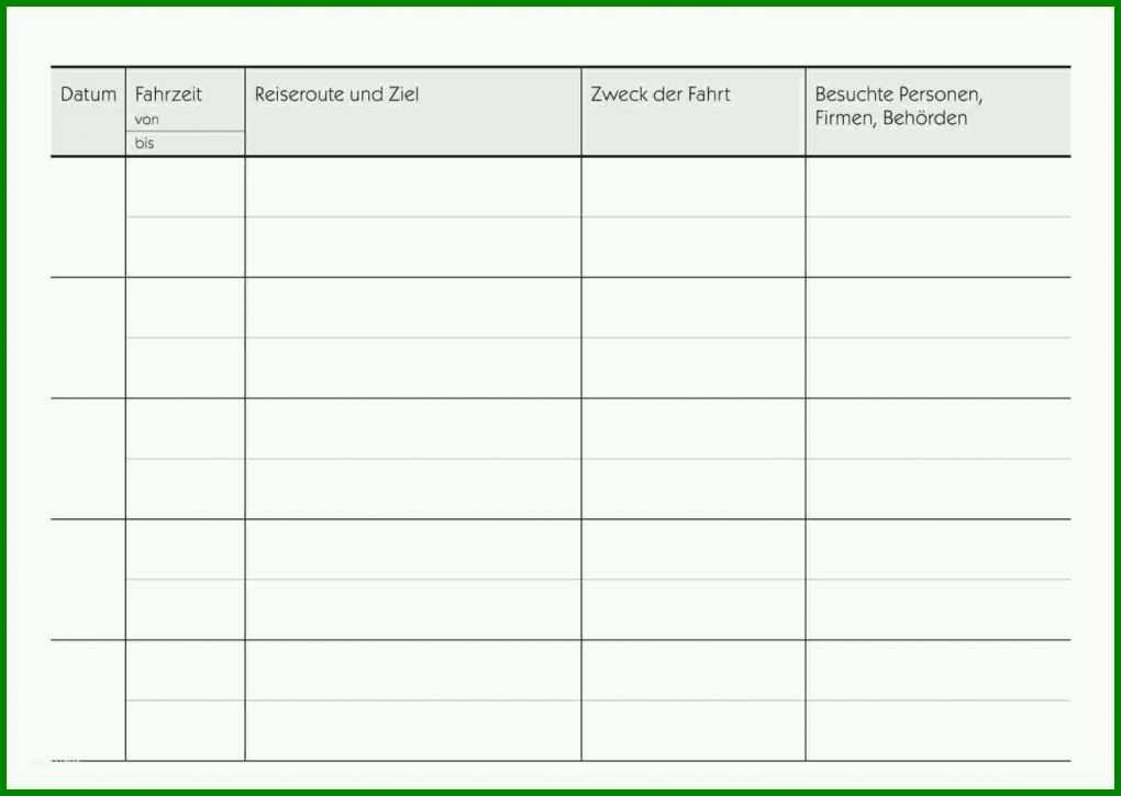 Erstaunlich Fahrtenbuch Vorlage 1516x1078