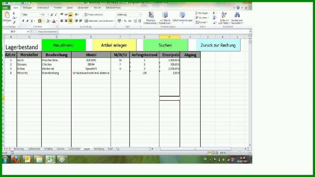 Faszinierend Lagerbestandsliste Excel Vorlage 1366x768
