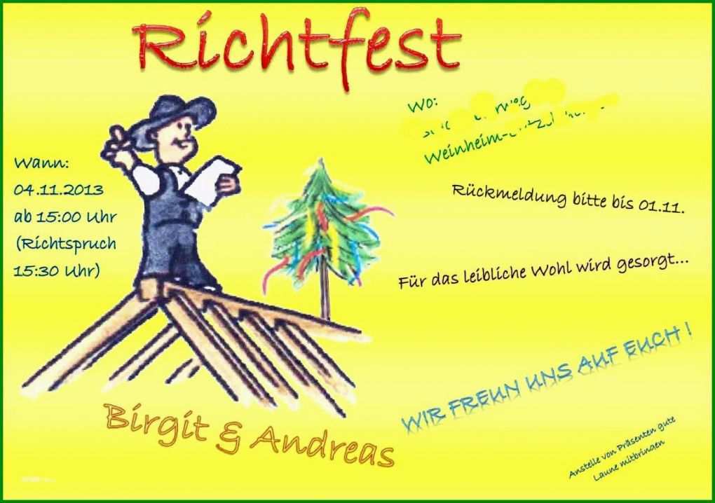 Faszinieren Richtfest Einladung Vorlage 1406x990