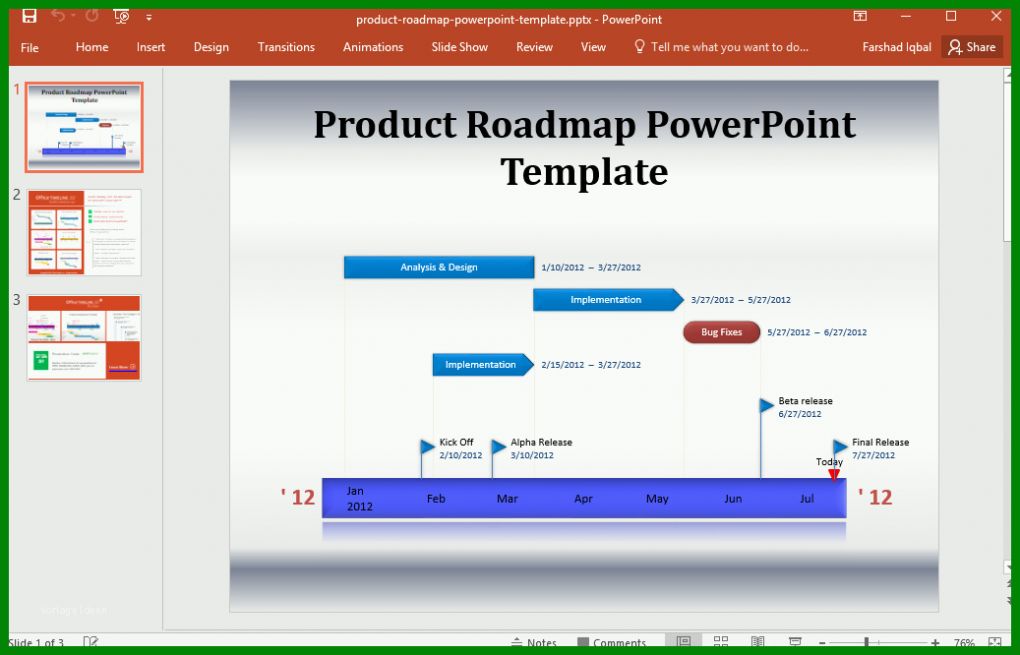 Neue Version Roadmap Vorlage Powerpoint 1037x666