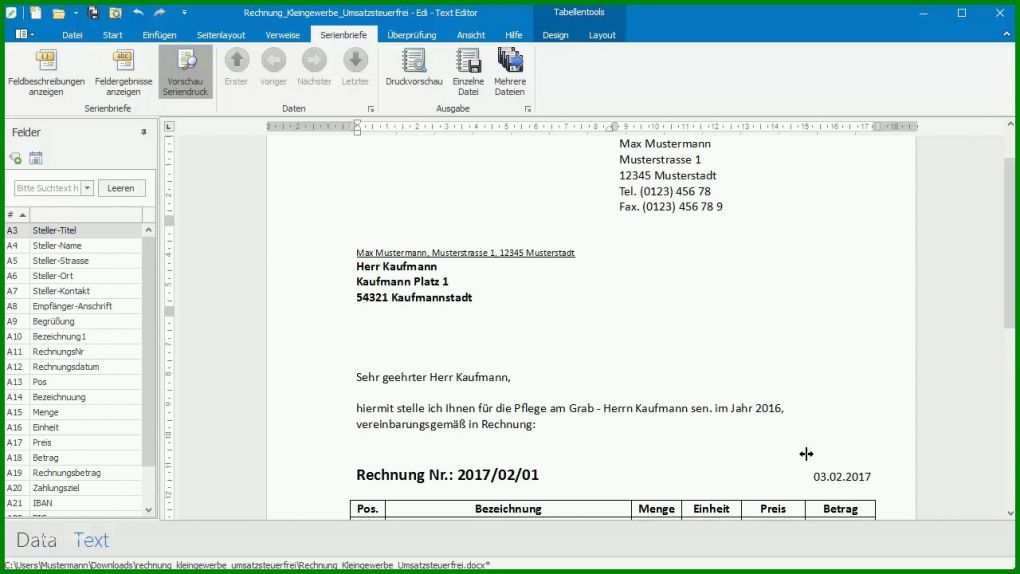 Selten Vorlage Rechnung Excel 1280x720