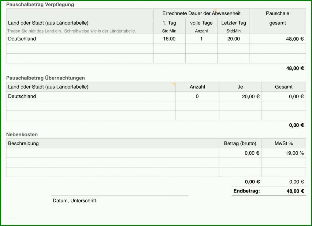 Einzahl Reisekostenabrechnung Vorlage Finanzamt 1862x1354