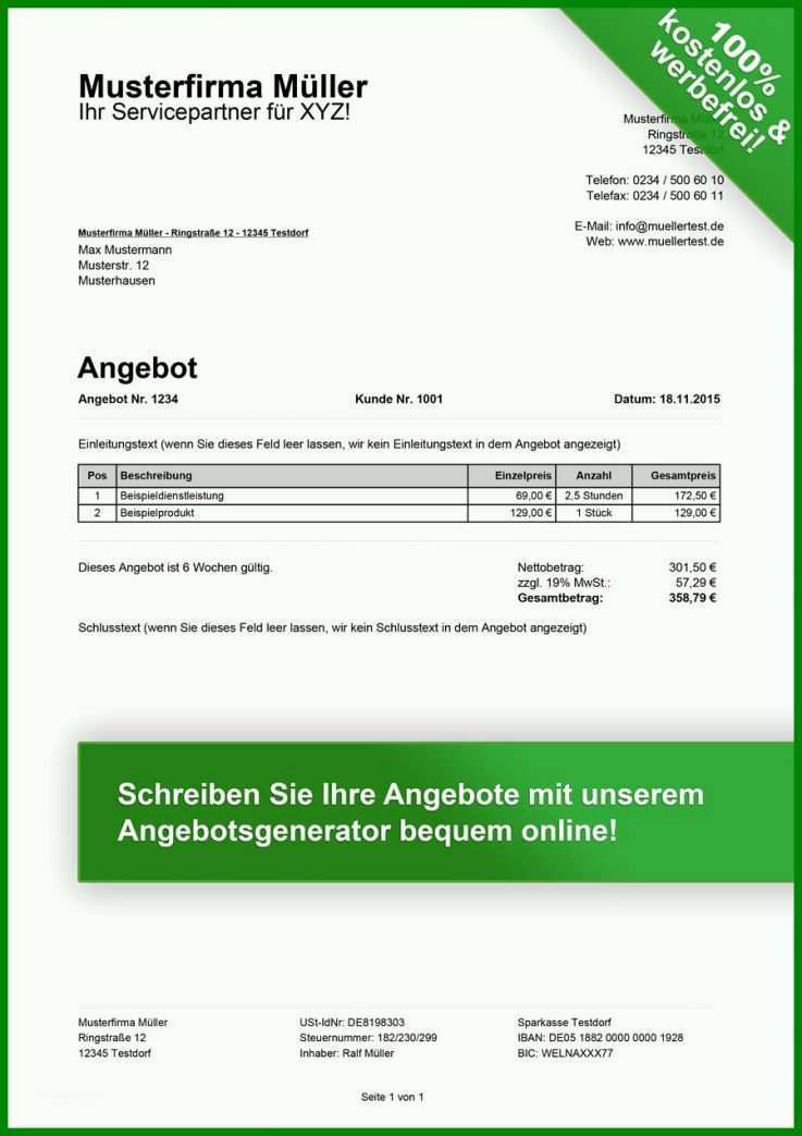 Modisch Angebot Hausmeisterservice Vorlage 899x1272