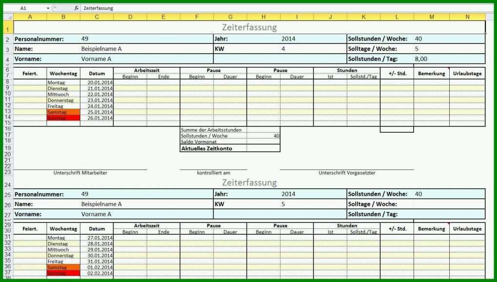 Überraschen Excel Arbeitszeit Vorlage 1430x810