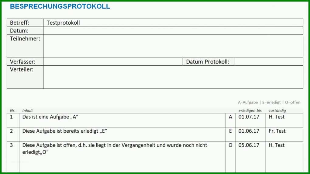 Schockierend Protokoll Vorlage Excel 1162x652