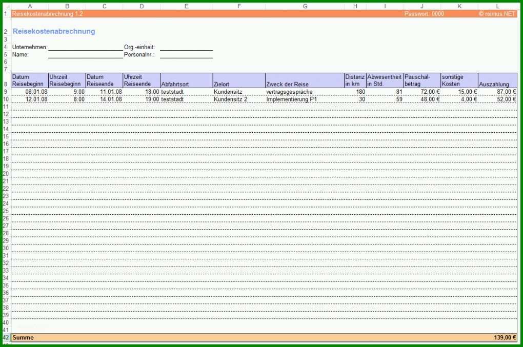 Einzahl Reisekostenabrechnung Vorlage Kostenlos 1193x792
