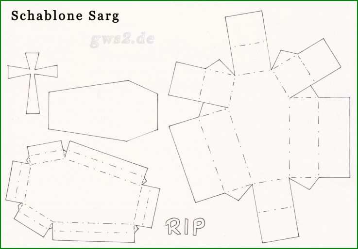 Bastelschablone Sarg Halloween Teil Der Sarg Basteln Vorlage