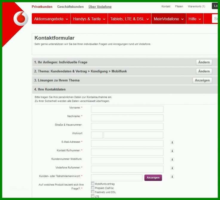 Fabelhaft Handyvertrag Kündigen Vodafone Vorlage 899x818