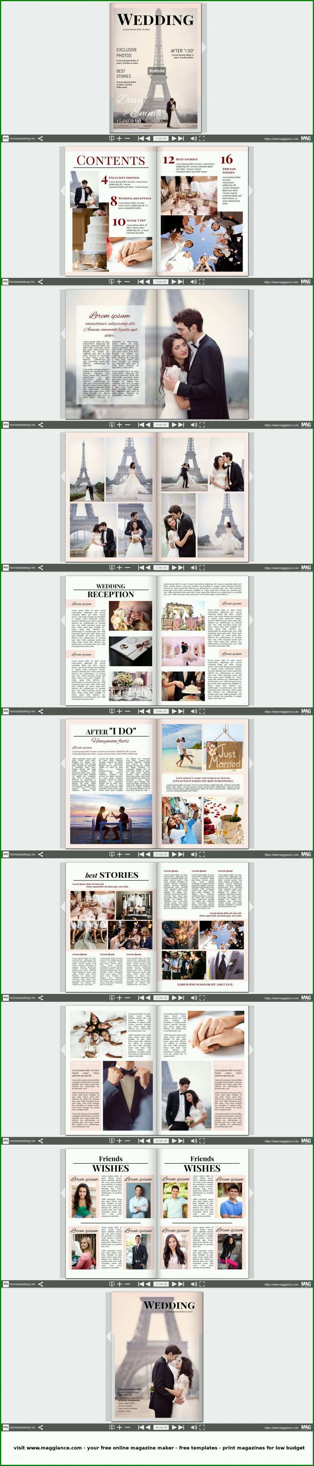 Modisch Hochzeitszeitung Layout Vorlage 1600x7450