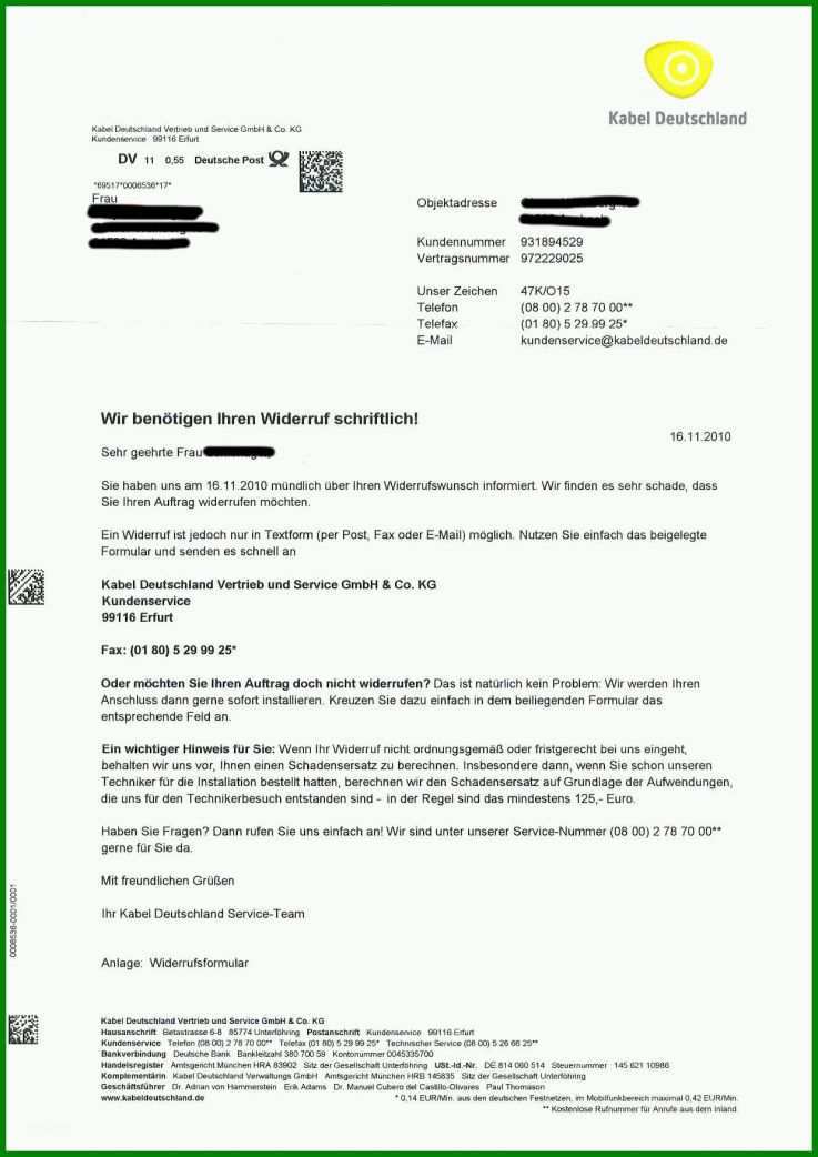 Schockieren Kündigung Vodafone Kabel Deutschland Vorlage 1240x1753