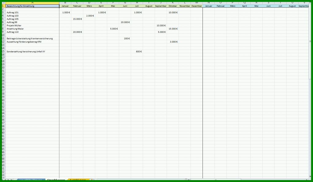 Einzahl Liquiditätsplanung Excel Vorlage 1440x839