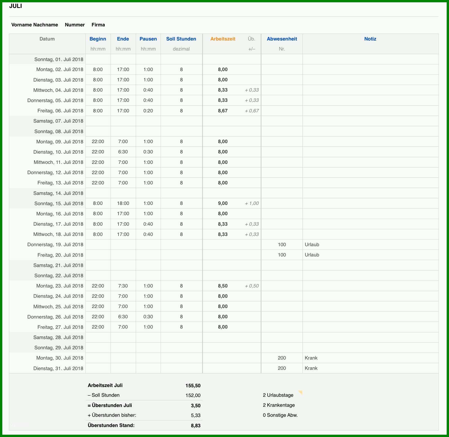 Singular Stundenzettel Vorlage 2018 45 Strategien Für ...