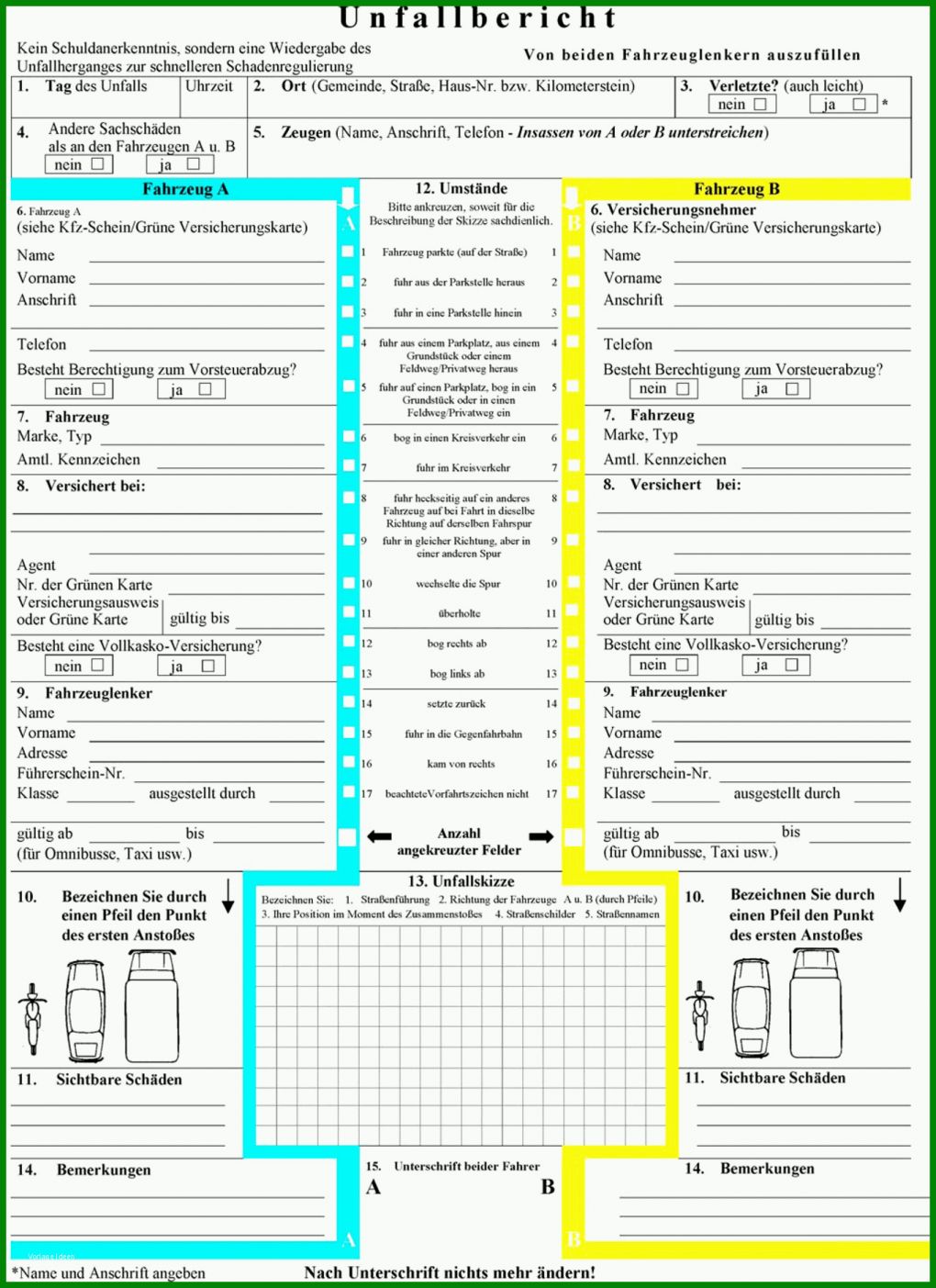 Original Unfallbericht Vorlage Pdf 1364x1876