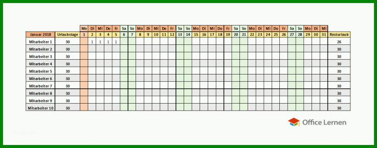 Perfekt Urlaubsplaner 2018 Excel Vorlage Kostenlos 1125x442