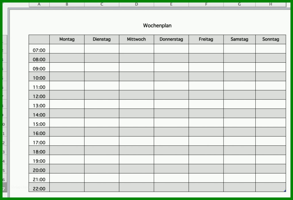 Beeindruckend Wochenplan Als Excel Vorlage 227788