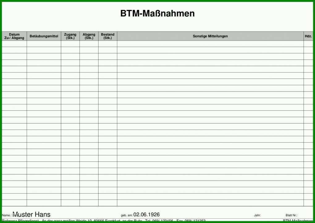 Unvergleichlich Btm Dokumentation Vorlage 1497x1058