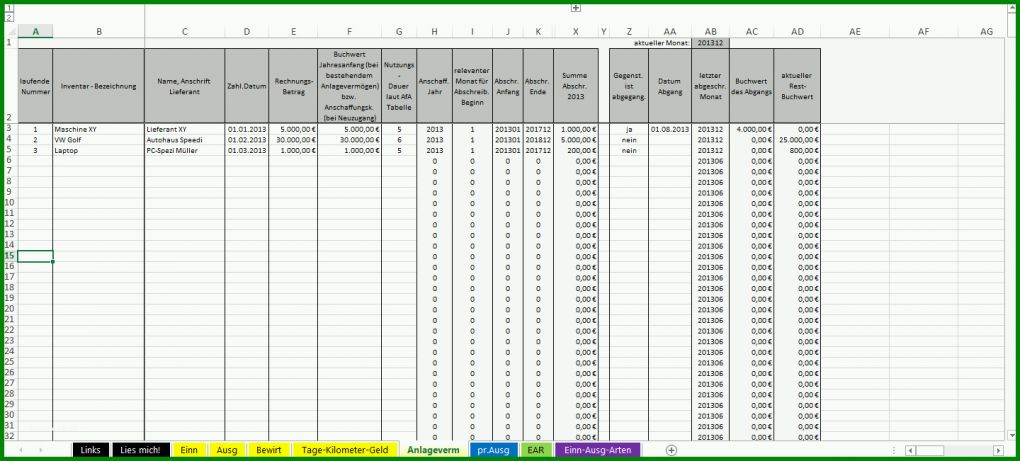 Einzahl Ein Ausgaben Rechnung Excel Vorlage 1440x651