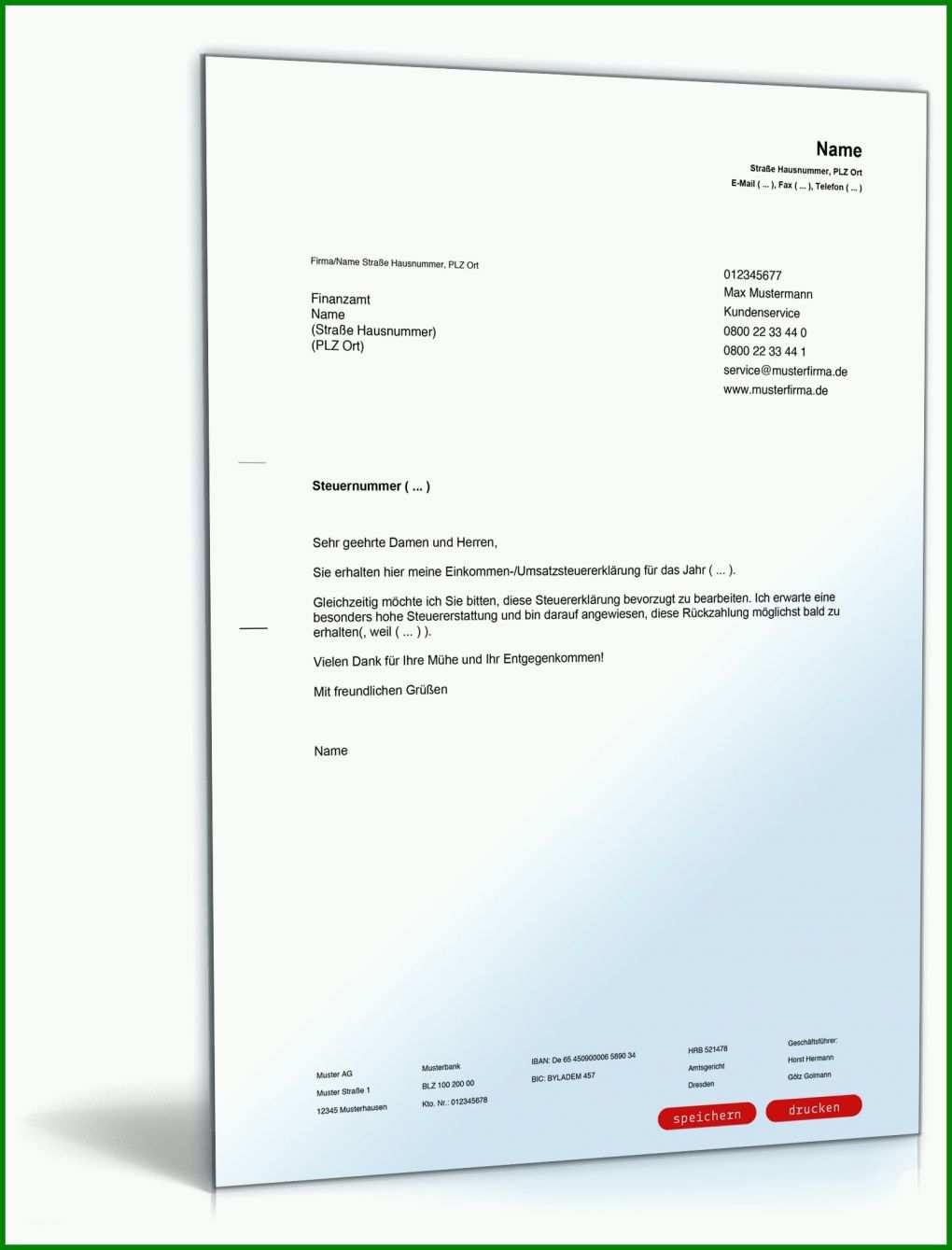 Spezialisiert Finanzamt Vorlage Steuererklärung 1600x2100