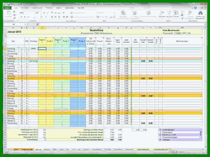 Wunderschönen Stundenzettel Excel Vorlage Kostenlos 2017 714x536