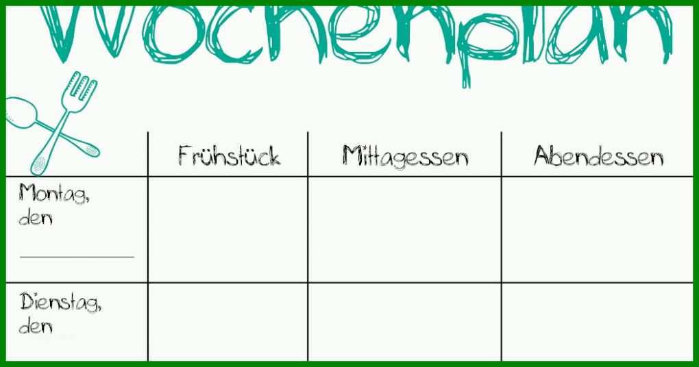 Auffällig Wochenplan Essen Vorlage 1049x551