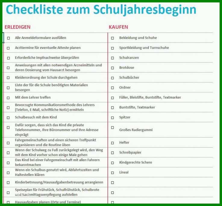 Limitierte Auflage Checkliste Zum Schuljahresbeginn 705361 - Vorlage Ideen