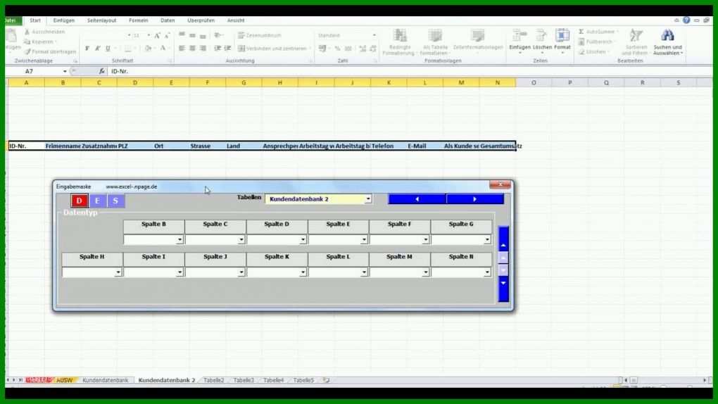 Einzahl Excel Datenbank Vorlage 1280x720