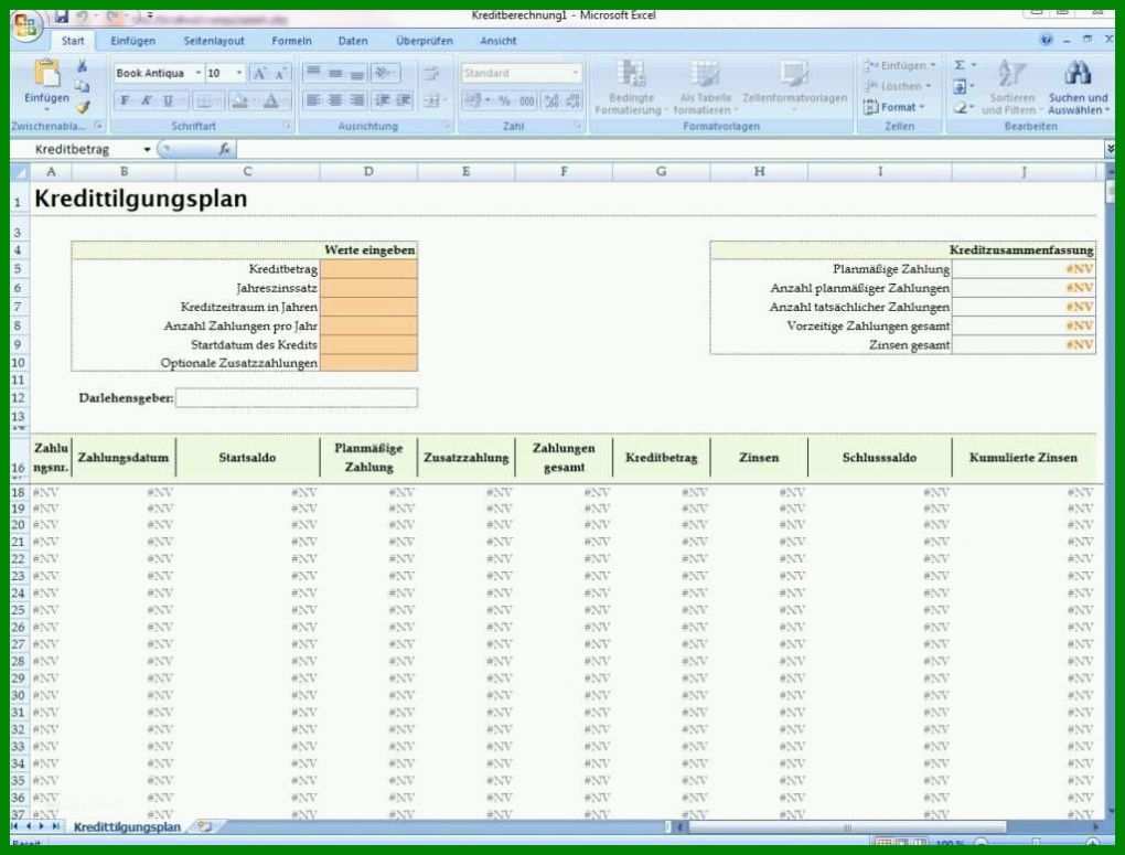 Tolle Kredit Excel Vorlage 1024x778