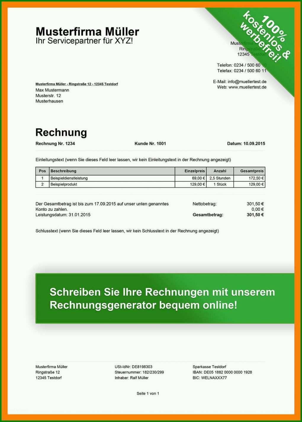 Limitierte Auflage Privatrechnung Vorlage Pdf 1191x1660