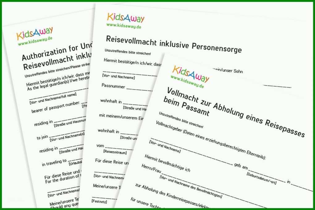 Am Beliebtesten Reisevollmacht Kind Mit Einem Elternteil Vorlage 1500x1000