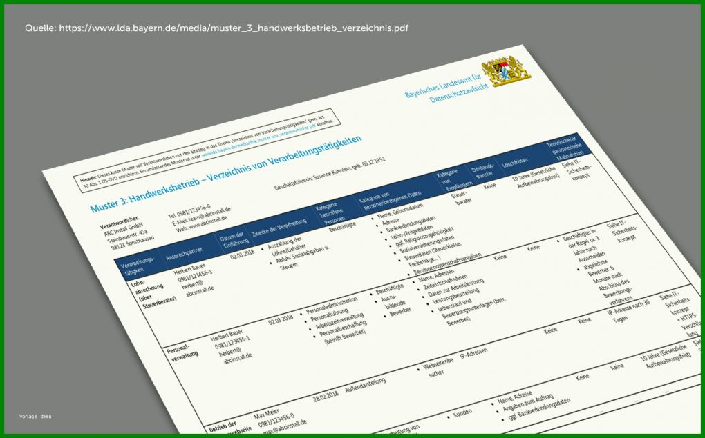 Tolle Verzeichnis Von Verarbeitungstätigkeiten Vorlage 1492x929