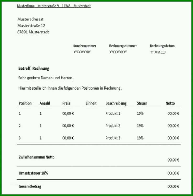 Original Vorlage Rechnung Provision 761x774