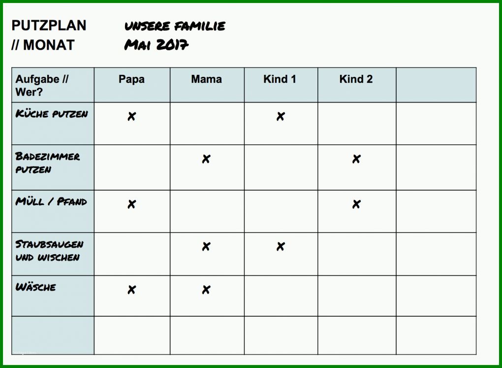 Perfekt Wöchentlicher Putzplan Vorlage 1510x1106