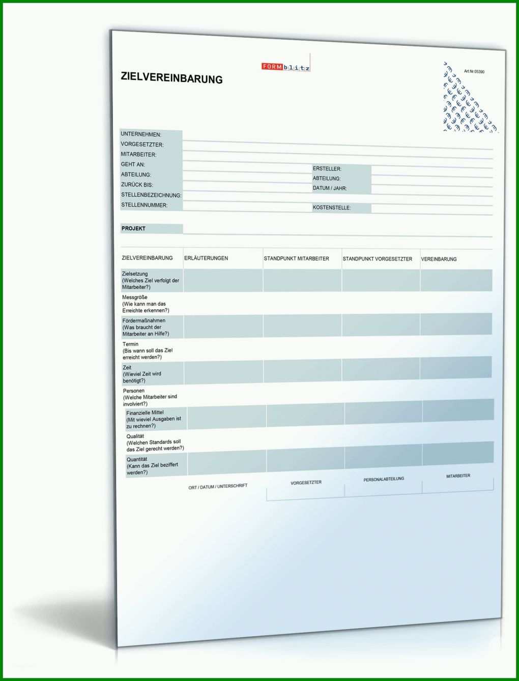 Atemberaubend Zielvereinbarung Vorlage 1600x2100