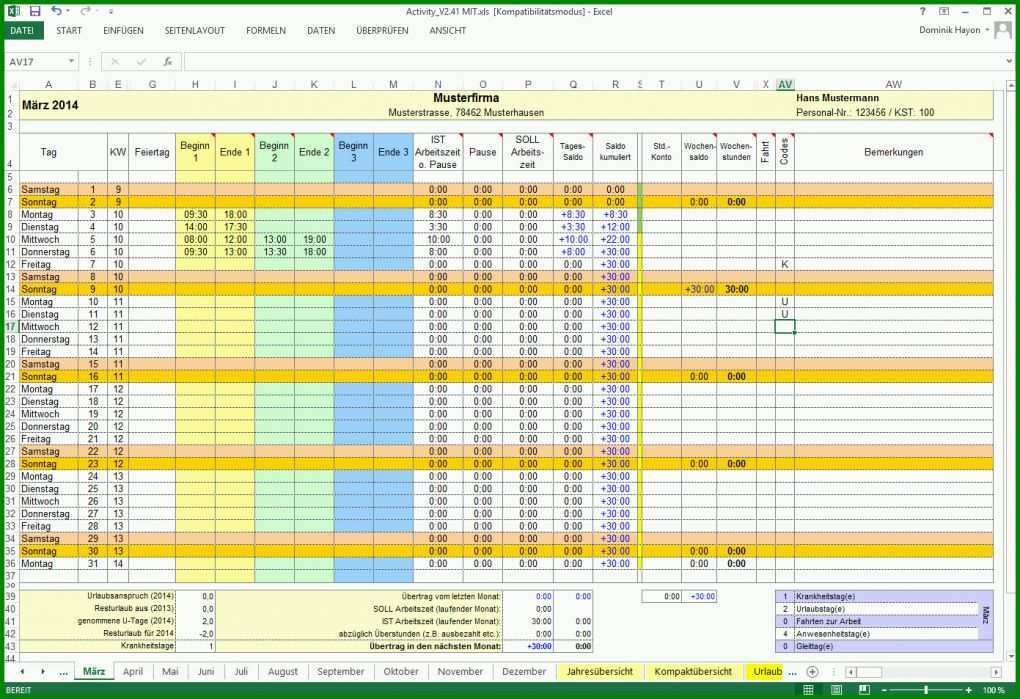 Auffällig Stundenabrechnung Excel Vorlage 1391x953