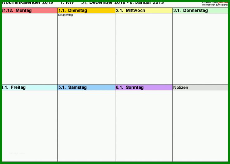 Faszinierend Wochenkalender Vorlage 998x714