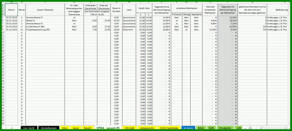 Hervorragend Buchführung Vorlage Excel 1438x648