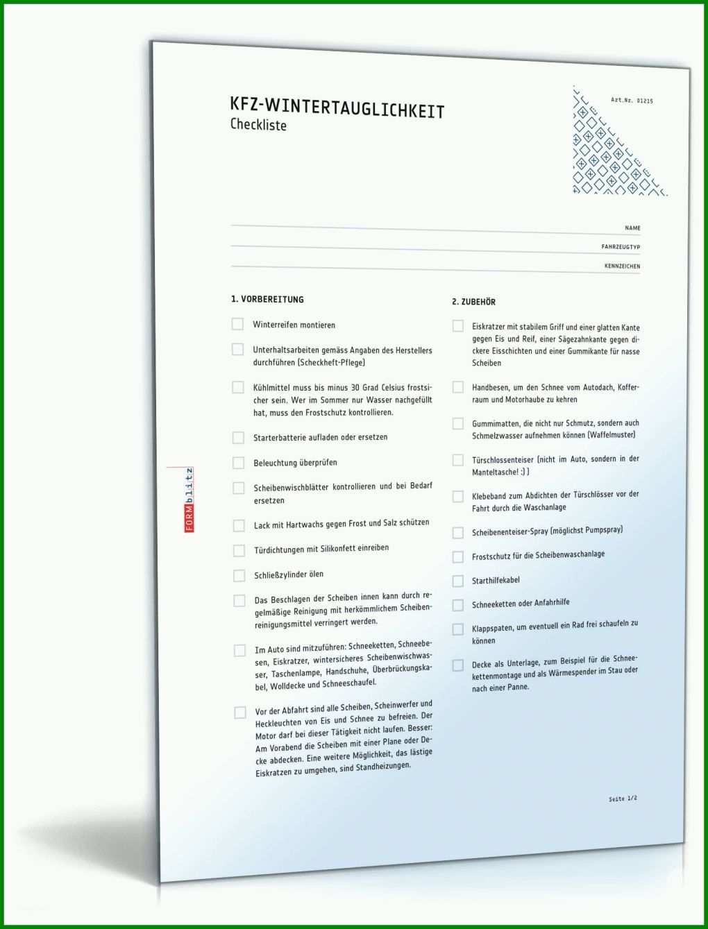 Ungewöhnlich Fahrzeug Checkliste Vorlage 1600x2100