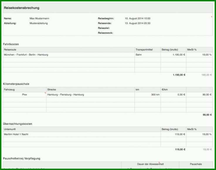 Beeindruckend Reisekostenabrechnung Selbstständige Vorlage 960x758